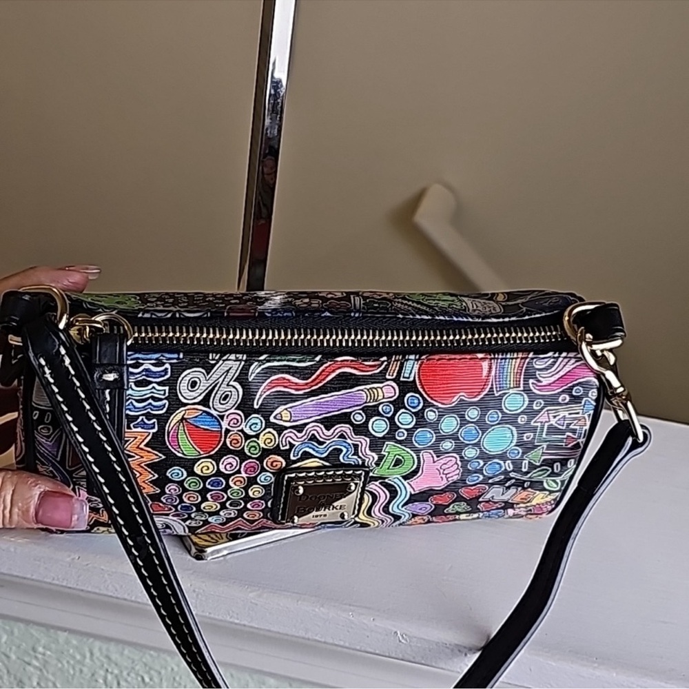 Y2K Dooney & Bourke Whimsy Print Goldtone Hardware Leather Trim Minibag Y2K - Picture 12 of 16